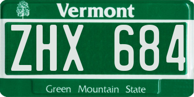 VT license plate ZHX684