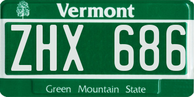 VT license plate ZHX686