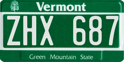VT license plate ZHX687