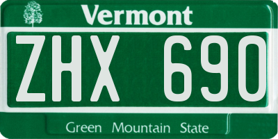 VT license plate ZHX690