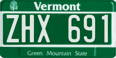 VT license plate ZHX691