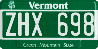 VT license plate ZHX698