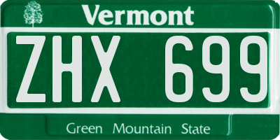 VT license plate ZHX699