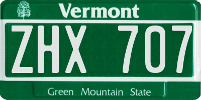 VT license plate ZHX707