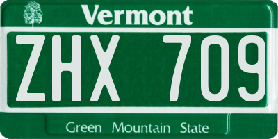 VT license plate ZHX709