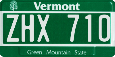 VT license plate ZHX710