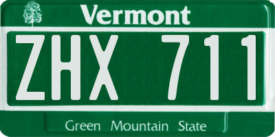 VT license plate ZHX711