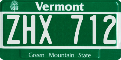 VT license plate ZHX712