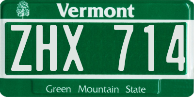 VT license plate ZHX714