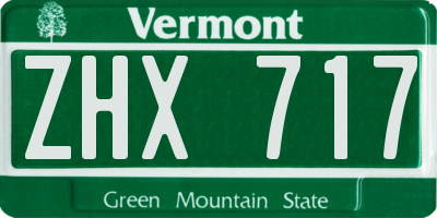 VT license plate ZHX717