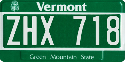 VT license plate ZHX718