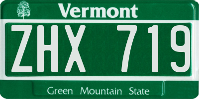 VT license plate ZHX719
