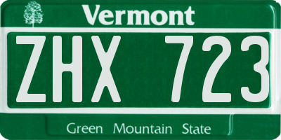 VT license plate ZHX723
