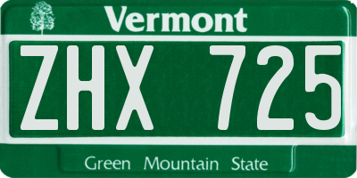 VT license plate ZHX725