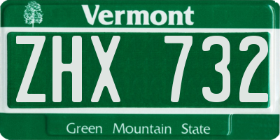 VT license plate ZHX732
