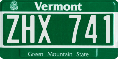 VT license plate ZHX741