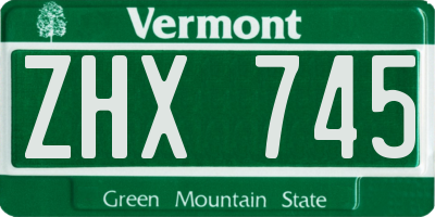 VT license plate ZHX745