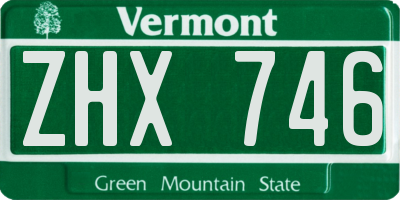 VT license plate ZHX746