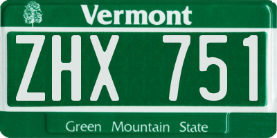 VT license plate ZHX751