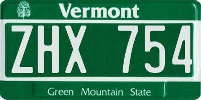 VT license plate ZHX754