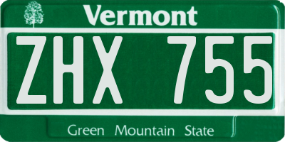 VT license plate ZHX755