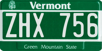 VT license plate ZHX756