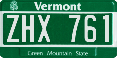VT license plate ZHX761