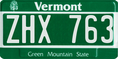 VT license plate ZHX763