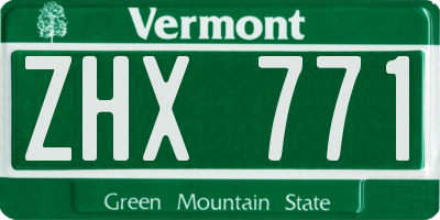 VT license plate ZHX771