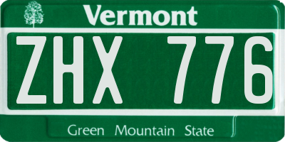 VT license plate ZHX776