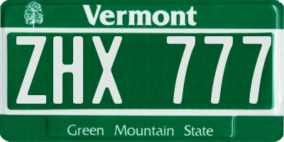 VT license plate ZHX777