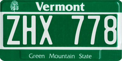 VT license plate ZHX778
