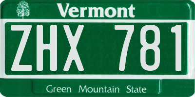 VT license plate ZHX781