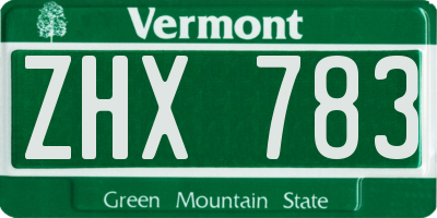 VT license plate ZHX783