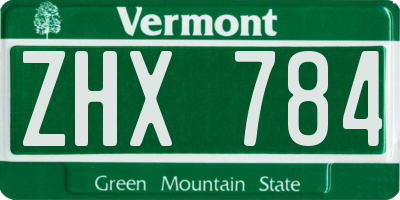 VT license plate ZHX784