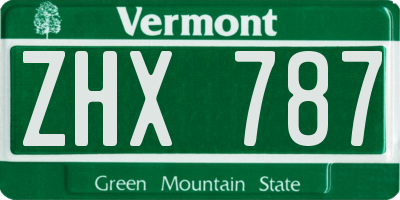 VT license plate ZHX787