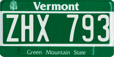 VT license plate ZHX793