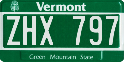 VT license plate ZHX797
