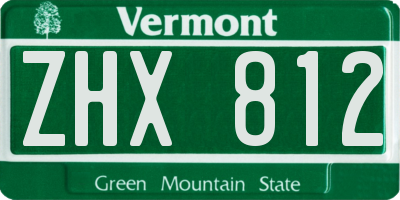 VT license plate ZHX812