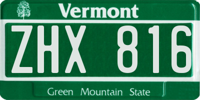 VT license plate ZHX816