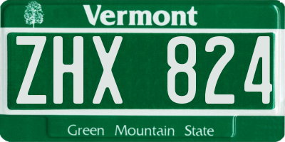 VT license plate ZHX824