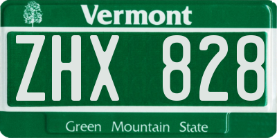 VT license plate ZHX828