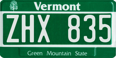 VT license plate ZHX835