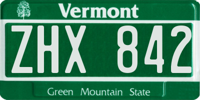 VT license plate ZHX842