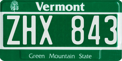 VT license plate ZHX843