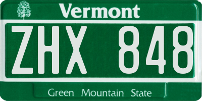 VT license plate ZHX848