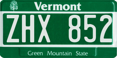 VT license plate ZHX852