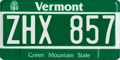 VT license plate ZHX857