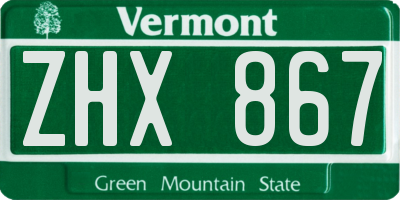 VT license plate ZHX867