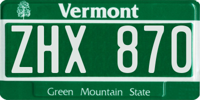 VT license plate ZHX870